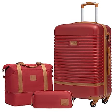 COOLIFE Koffer Set 3tlg, 24 Koffer Mittelgroß mit Reisetasche&Kulturbeutel | Reisekoffer Set für Mittelstrecke, Leichter ABS Hartschale, TSA-Schloss, YKK-Reißverschluss, 360° Rollen, Teleskopgrif