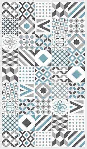 DobleUve Estudio Tapis Vinyle 18 | Bleu | 140x200 cm | Tapis Cuisine | Tapis de Salon Antidérapant Antifongique Ignifuge | Tapis Enfants | Tapis Bain PVC | Tapis PVC