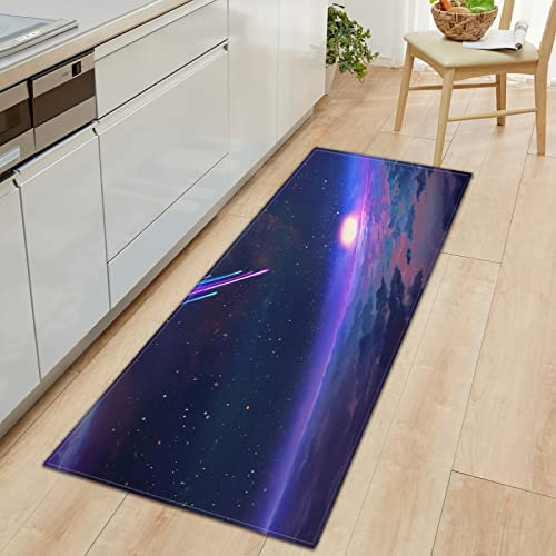 MYPALL Küchenläufer rutschfest Küchenmatte Farbige Sterne Küchenmatte für Küche und Bar Teppich Läufer waschbare Küchenläufer Küche Deko 50 x 140cm
