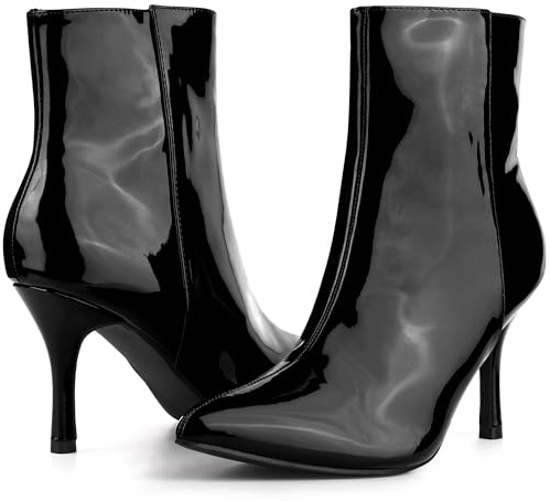 Perphy Women Party Faux Leather Pointy Toe Zipper Stiletto Ankle Boots