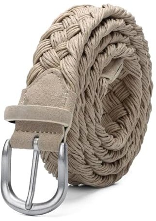 NEFLUM Cintura da uomo in maglia di pelle scamosciata con cinturino intrecciato in corda di cera senza fori Cintura in tessuto Cintura jeans casual