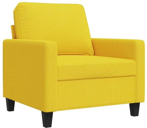 vidaXL Sillón, Silla con Reposabrazos Respaldo, Sofá Sillón de Descanso Relax, Asiento Tapizado de Televisión para Salón, Tela Amarillo Claro