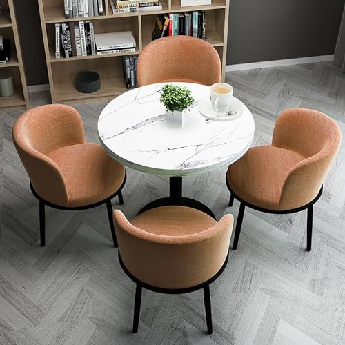 Runder Esstisch Und 4 Stühle Set, Platzsparender Runder 4-Sitzer-Café-Tisch, Konferenztisch Und Stuhl Kombination, Verhandlungstisch, Besprechungstisch, EIN Tisch Vier Stühle, Tischdurchmesser 80 Cm (