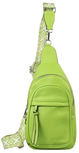 OBC Damen Bodybag Sling Tasche Rucksack Gürteltasche Crossbag Crossover Schultertasche Crossbody Brusttasche Umhängetasche Apfelgrün V1
