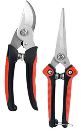 Forbici da Potatura da Giardino Affilate in Acciaio Inossidabile, Manici Ergonomici Antiscivolo, Forbici da Giardino da 2 Pezzi per Potare e Modellare Alberi, Piante Annuali,