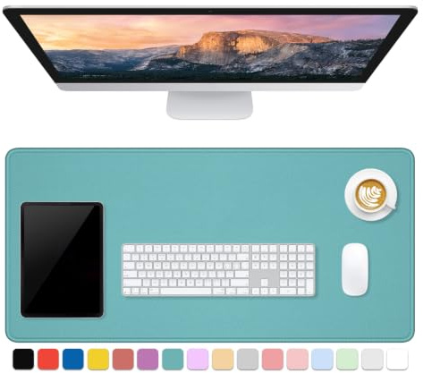 Dapesuom Large Gaming Mouse Pad, Extended Mouse Mat with Stitched Edges, Full Size Keyboard Pad with Non-Slip Base, Big XXL Computer Desk Mats for Gamer, Laptop, Office, 35.5 x 15.7in, Green