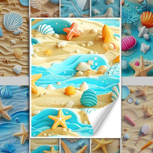 GRAZDesign Fliesenaufkleber Bad & Küche, maritim Strand mit Muscheln Klebefliesen selbstklebend - 20x25cm / 10 Stück