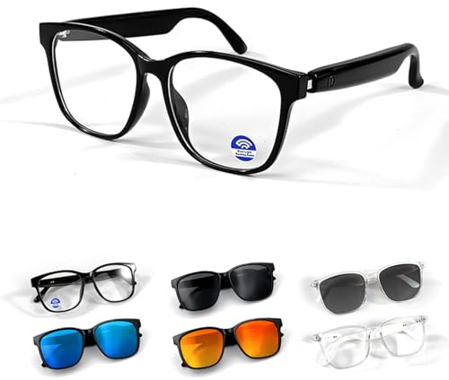 Intelligente Audio Sonnenbrille für Herren Damen mit Mikrofon Lautsprecher Wireless Bluetooth Smart Sun Glasses Polarisierten Brillengläsern Audiofunktion mit Kopfhörer Lautsprecher Open Ear Headphone