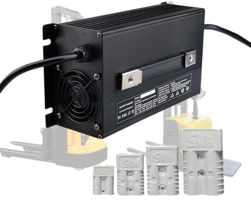 WLEJSL Chargeur Chariot Élévateur Électrique 60 V 20 A Chargeurs Batterie Plomb Haute Puissance avec Prise Anderson 50 A/120 A/175 A/350 A et Écran LCD pour Transpalette Électrique,Noir,175A