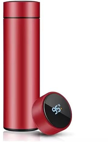 P+K Temperature Display Smart Water Cup,Travel Mugs, Insulated Water Bottle,Hot&Cold Sport Drink Bottle for Cycling,Gym,Home, Office,Stainless Steel (Red)