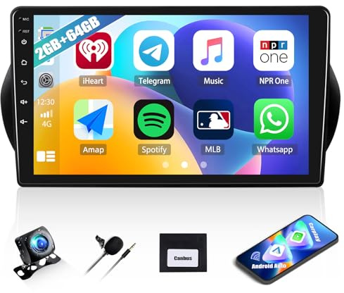 2G+64G Car Radio for Fiat Fiorino Qubo/Peugeot Bipper 2008-2017, 10.1 Android 13 Head Unit, Touch Screen Car Stereo, CarPlay Android Auto Bluetooth GPS WiFi FM HD Backup Camera