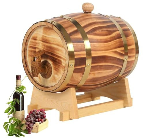 THEGA Barretto di Vino in Quercia, Botte di Birra in Legno Botte di Vino con Rubinetto, Botti di Vino Decorativi per La Casa, per La Vinificazione O La Birra Whisky Rum di Whisky(10L)