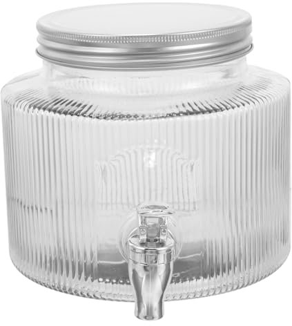 Gatuida Tarro De Cristal Dispensador De Agua Con Grifo 2.8l Dispensador De Bebidas Heladas Material De Vidrio Para Fiestas y Reuniones Frasco De Té Con Grifo Jarra De Agua