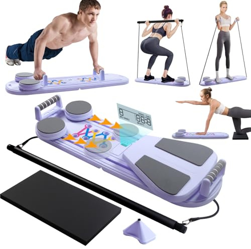 Pilates Reformer Machine for Home, Multifunctional Abdominal Board, Foldable Reformer Pilates Machine For Home Gym Equipment, Automatic Rebound Ab Roller For Women Men Fitness Equipment (Purple)