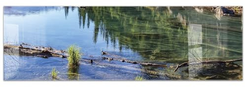timalo Küchenbild aus Acrylglas modernes Wandbild Glasbild Deko Küche XXL Bild wie Glas | 160x50cm Bergsee, klares Wasser, Naturparadies, Wildnis