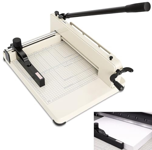 12 inch Heavy Duty Paper Cutter with HSS Blade, Industrial 400 Sheet Capacity Steel Paper Trimmer, Commercial Paper Cutter for Print Shop, School Crafting with Dual Safety Lock Protective Cover