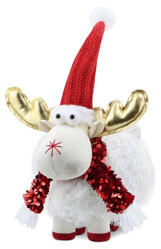 Godeufe Weihnachtswichtel Rentier Puppe Figuren Stehend Hirsch Dekor, Xmas Indoor Dekorationen für Zuhause Bauernhaus Tischplatte Kamin Regal Schreibtisch Büro Urlaub Versorgung 33cm