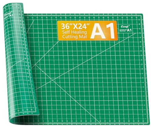 Ecraft Selbstheilende Nähmatte, 61 x 91,4 cm, groß, doppelseitig, grün, 5-lagig, Hobbymatte, A1, rotierende Schneidematte zum Nähen, Quilten und Stoffhandwerk