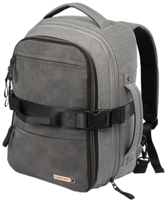 Cabin Max Evos Expanderbar resväska, 40 x 30 x 15 > 40 x 30 x 20 cm, undersätehandbagage ryggsäck/vagn, Bp Grå, Ryggsäck, Handbagage