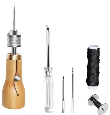 Herramienta de costura Leathercraft incluye herramienta de costura de cuero, hilo de coser recto, destornillador pequeño