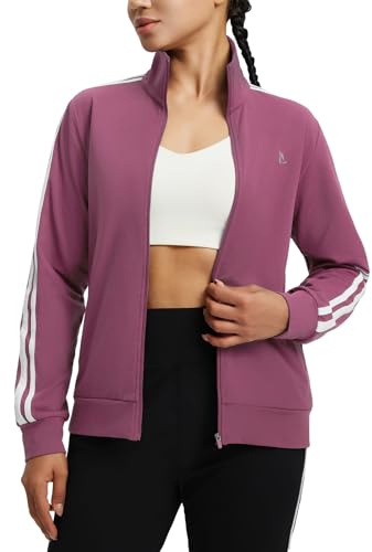 baleaf Women's Fleece Running Jackets Full Zip Warm Sweatshirts Jackets Winter Cold Weather Workout Athletic Sports Leisure Rose Red L