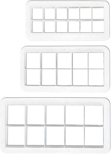 3Pcs White Square Cookie Cutter Set, Geometric Multicutter Square Cake Fondant Cutter, Cookie Cutter Biscuit Cutters Cake Decorating,Baking Tools and Accessories(3 Size