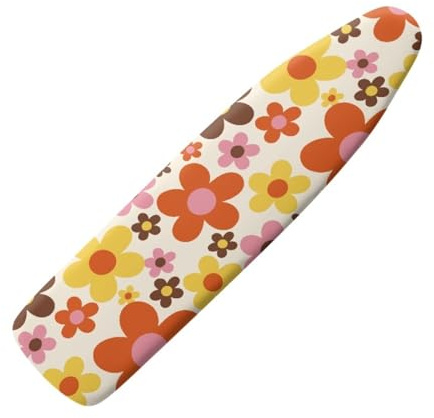 Housse Table à Repasser 140x55 Orange Jaune Taille Universelle, avec Rembourrage, Cordon de Serrage, résistant aux brûlures et à la saleté, Durable et Facile à Installer