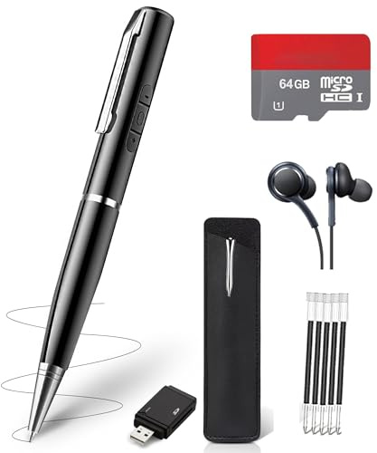 Digital Voice Recorder Pen - Voice Activated Audio Recorders, Voice Recording Device with Playback, Portable Taking Device with Noise Reduction, Smart Recorder for Meeting/Course/Lectures (64G)
