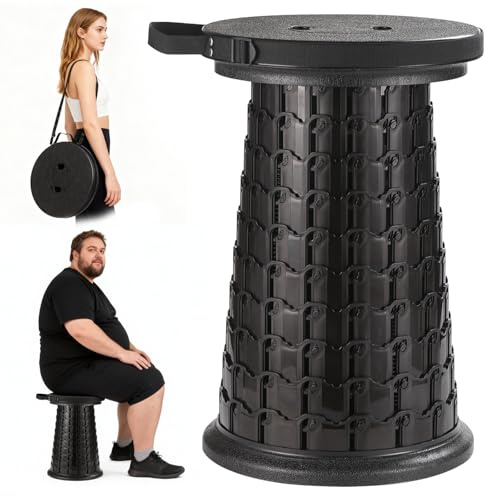 XXL Collapsible Stool,Portable Telescoping Seat for Adults,1000lbs Capacity | Taller & Wider, Pop Up Retractable Design with Adjuatable Hight for Camping, Fishing, Concert, Event, Stadium