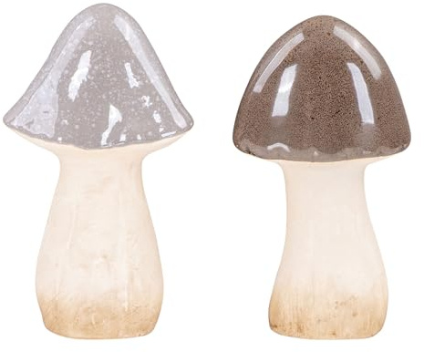 levandeo Deko Porzellan Pilz 2er Set Grau Taupe Tischdeko Herbst Herbstdeko Dekofigur Pilzfigur Pilzset Herbst Herbstdeko Wohndeko Deko Regaldeko