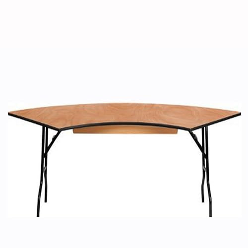 Destello S.L. Mesa Curva imitación Madera con Patas Acero 152x76 cm