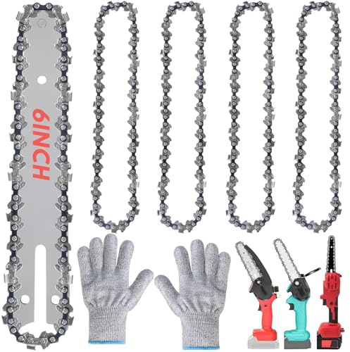 4-teilige Mini Kettensäge Kette 6 Zoll, 1/4 LP 1.1mm 37 Antriebsglieder, Ersatzkette für Mini-Kettensäge & Elektro-Kettensägen, Sägekette für Gartenbau, Holzarbeiten, Landwirtschaft