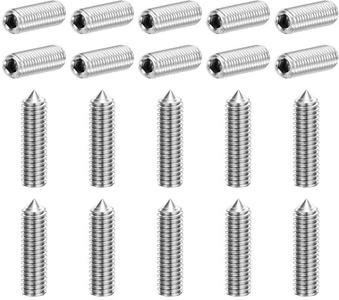 QUARKZMAN 20Stk Sechskantbundschrauben M6x20mm 304 Edelstahl Kegelspitze Innen-Sechskant-Stiftschrauben Für Maschinen Hausreparaturen Und Befestigungen Silber