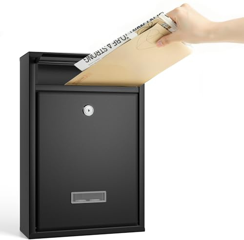 Dayacoco Post Box Wall Mounted Waterproof, 32x21.5x8.5cm Lockable letter box with 2 Keys, Durable Steel Mailbox with Powder-Coated Finish for Secure Mail Storage Outside Door