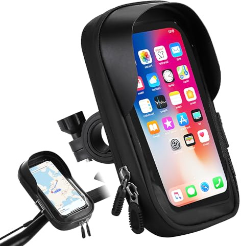 Galenecx Soporte Móvil Bicicleta, Bolsa Móvil de Bicicleta Impermeable | Soporte Movils Moto 360°Rotación, Bolso Bicicletas Impermeable y con Ventana, con Cubierta, para Smartphones 4,7-7,0