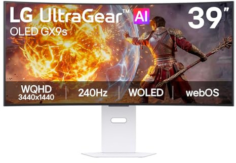 LG UltraGear GX9s 39GX90SB Smart Gaming Monitor | 39 UWQHD WOLED, White | Curved , 240Hz, 0.03ms, OLED, HDR 400, AI Picture & Sound, HDMI 2.1 and USB-C 65W PD