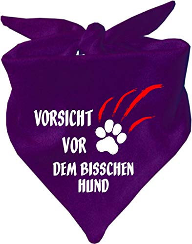Hunde Dreiecks Halstuch (Fb: dunkellila) (Gr. 1 (55 cm)) Vorsicht vor dem bisschen Hund
