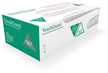 Touchguard Disposable Gloves Natural Latex - Powder Free - Multi-Purpose - Food Grade Gloves - Extra Strong Gloves - Box of 100 - Size M