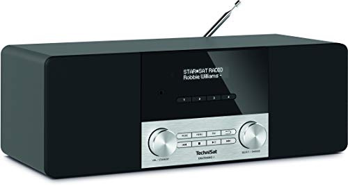 TechniSat DIGITRADIO 4 – Stereo DAB-radio (DAB+, FM, Bluetooth-ljudstreaming (mottagning), hörlursuttag, AUX-ingång, radioväckarklocka, OLED-skärm, 20 watt RMS, elac högtalare) svart