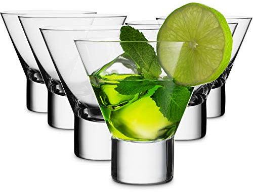 MITBAK Martini Glasses, Set of 6 Stemless Martini Glass, 8 OZ With Stylish Base, Elegant Cocktail Glasses Great for Martini, Cocktail, Manhattan, Margarita, Cosmopolitan, Made In Europe