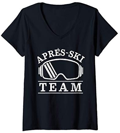 Femme Ski Team Apres Ski sports d'hiver Skier Skieur Cadeau T-Shirt avec Col en V