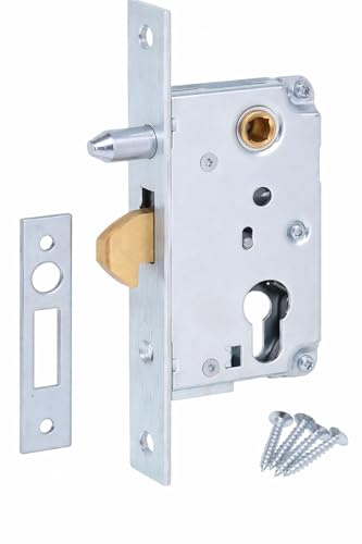 Aqbau Hakenschloss 72/40 für Schiebetor & Gartentor, Einsteckschloss mit Hakenfalle, Dornmaß 40 mm, Entfernung 72 mm, verzinktes Metall, Schiebetürschloss für Metalltor Eingangstor
