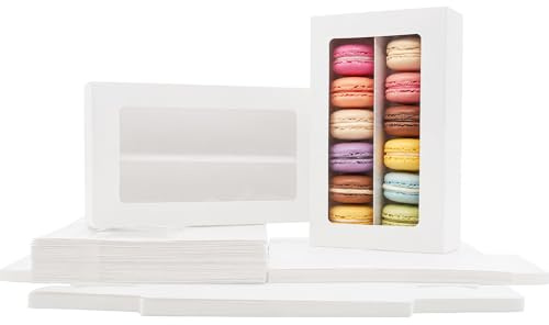 La Llareta Macaron Box, 25 Stücke Cookie Dessert Party Verpackung Box, Muffin Box, mit Klarem Fenster, für Donuts, Mini Cupcakes, Kekse, Muffins, Macarons