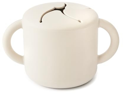 mushie Snackbecher Silikon | Kinder Brotdose für Unterwegs | Auslaufsicher & Spülmaschinenfest | Leicht zu halten für Kleinkinder | Hochwertige & Langlebige Erstausstattung für Babys | Ivory