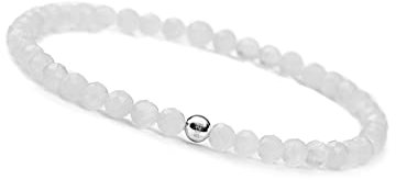 GD GOOD.designs Mondstein Armband Damen mit echten Natursteinen und 925 Silber Perle | Naturstein Armband aus facettierte 4mm Edelstein Perlen | Inkl. Geschenkbeutel