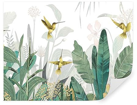 Tapeko Papier Peint Panoramique 260x180 cm 3D Effet style Jungle Tropical Feuilles Plantes Papier Peint intissé Chambre Salon Décoration Murale u01841
