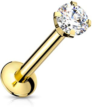 Paula & Fritz® Push-In Labret Piercing Kugel Zirkonia Chirurgenstahl 316L Ball Set 0,8-mm 1-mm 1,2-mm Stab-Dicke Madonna Medusa Monroe Helix Tragus