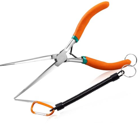 SPEEDWOX Pince à bec long de 17,8 cm avec dents à bec extra long - Pince à boucler de précision pour les espaces difficiles à atteindre et étroits - Outils de fabrication de bijoux avec poignée