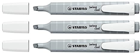 STABILO Textmarker Swing Cool Keilspitze, Pastellgrau, 3 Stück