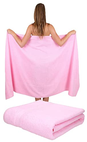 Betz Badetuch 2 Stück XXL 100x200 cm 100% Baumwolle – Weiches Frottee Saunatuch & Strandtuch – Pflegeleicht & saugstark – Palermo Serie – Farbe rosé